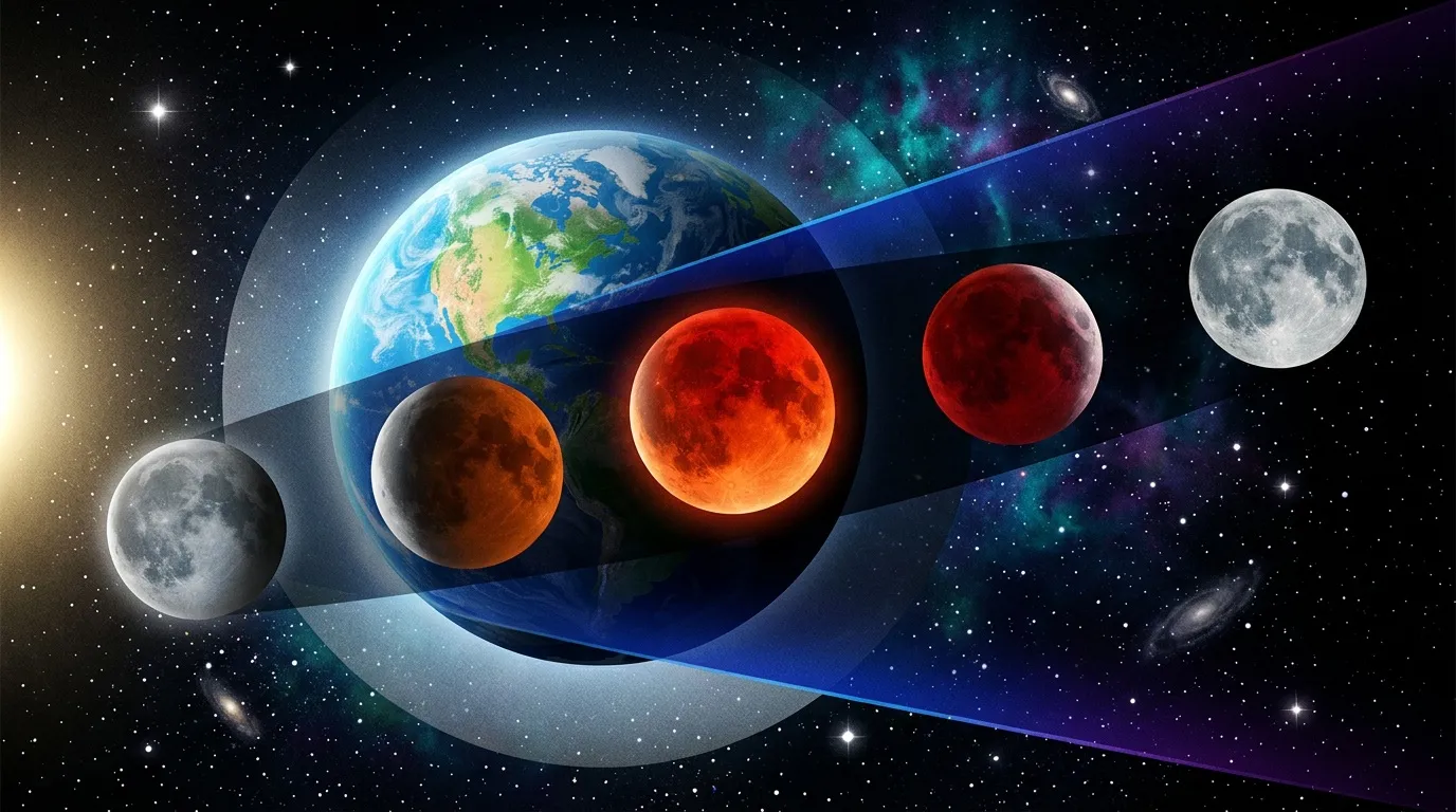 Cycle lunaire montrant phases et éclipse avec Terre
