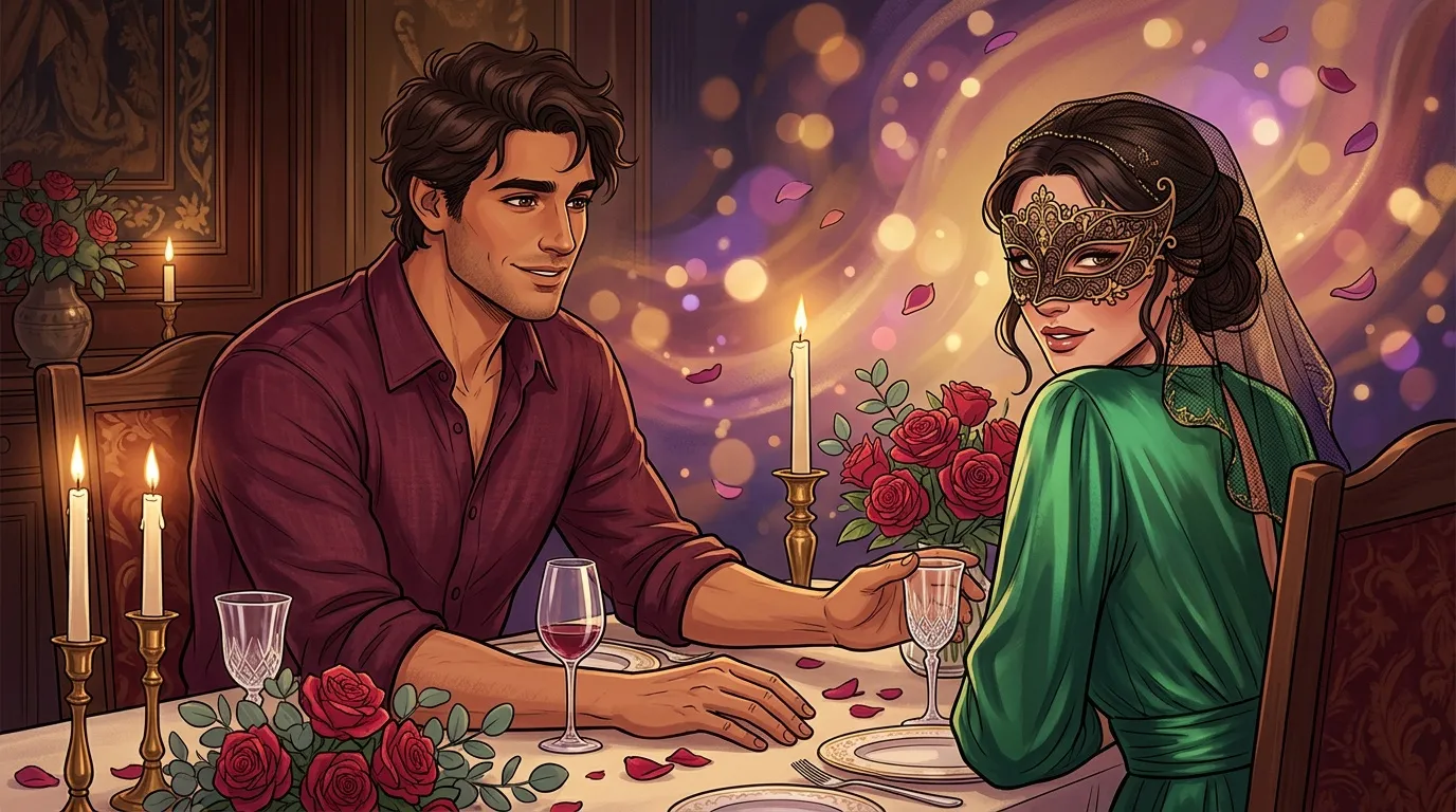Couple élégant dînant à la lumière des bougies avec roses