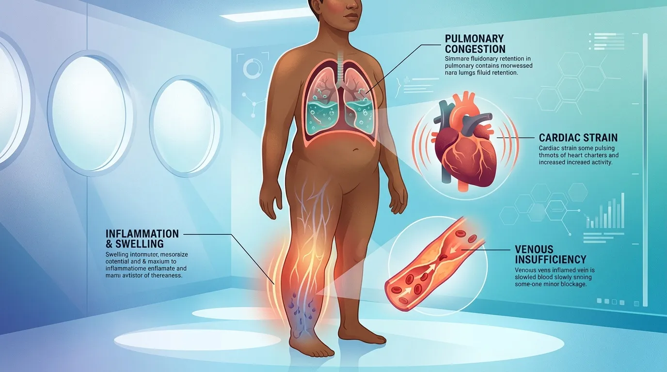 Illustration médicale montrant les effets sur le système cardiopulmonaire