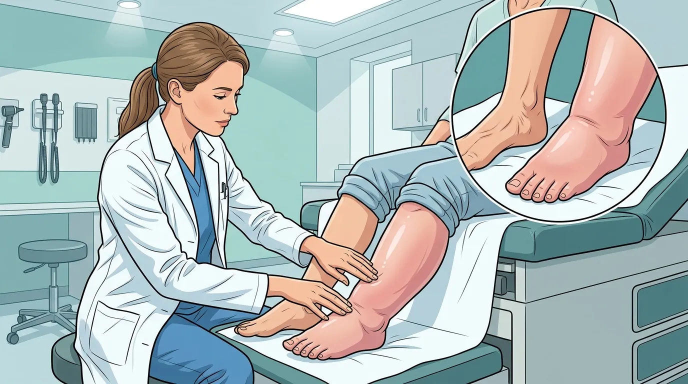 Docteur examine les pieds enflés d'une patiente